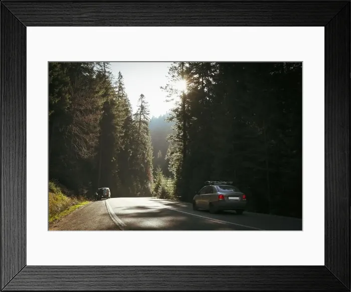 Framed Print : Road in Ukrainian Carpathian mountains in sunny day Framed Print : Road in Ukrainian Carpathian mountains in sunny day