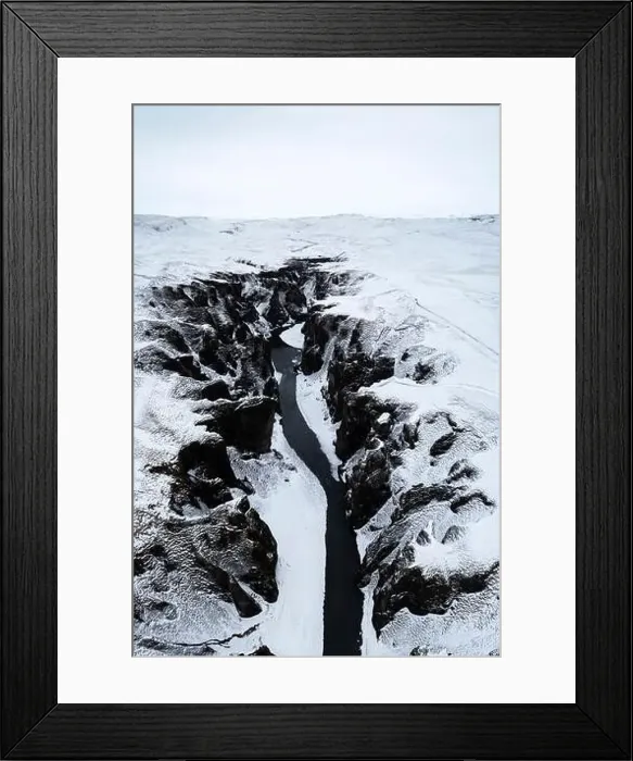 Framed Print : Aerial view of Fjadrargljufur canyon in winter Framed Print : Aerial view of Fjadrargljufur canyon in winter