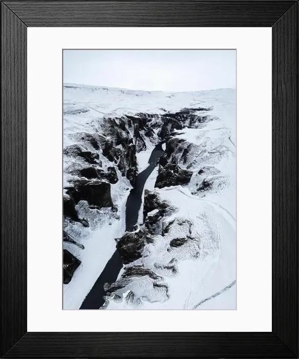 Framed Print : Aerial view of Fjadrargljufur canyon in winter Framed Print : Aerial view of Fjadrargljufur canyon in winter