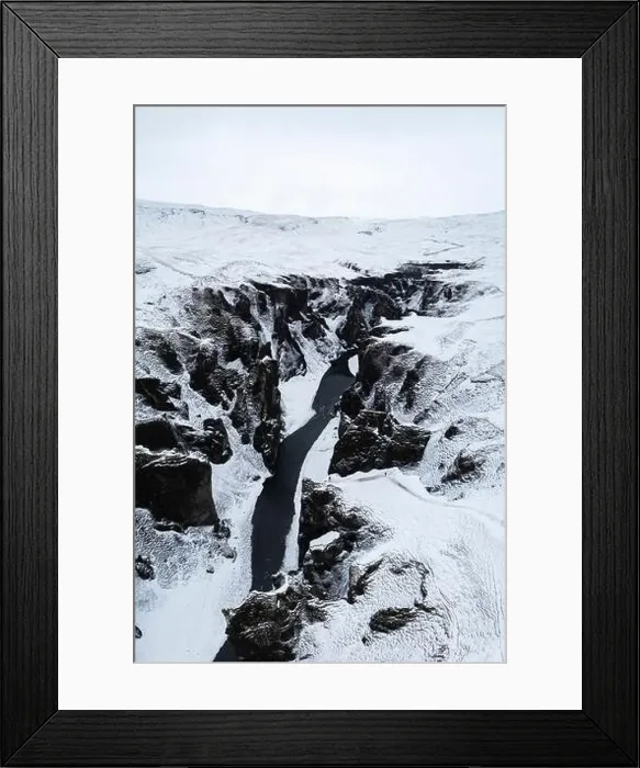 Framed Print : Aerial view of Fjadrargljufur canyon in winter Framed Print : Aerial view of Fjadrargljufur canyon in winter