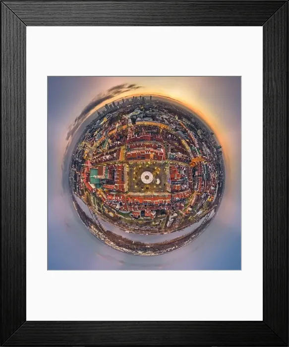 Framed Print : Great 360 degree panorama little planet topdown (top down) Framed Print : Great 360 degree panorama little planet topdown (top down)