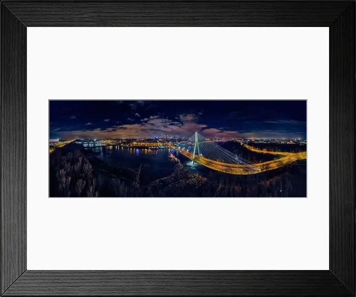 Framed Print : Beautiful panoramic aerial drone skyline view of the center of night Warsaw with skyscrapers in the background with Framed Print : Beautiful panoramic aerial drone skyline view of the center of night Warsaw with skyscrapers in the background with