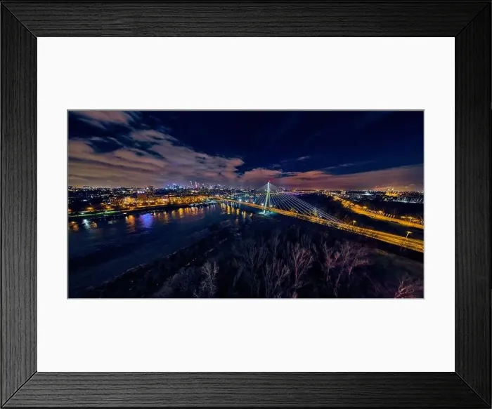 Framed Print : Beautiful panoramic aerial drone skyline view of the center of night Warsaw with skyscrapers in the background with Framed Print : Beautiful panoramic aerial drone skyline view of the center of night Warsaw with skyscrapers in the background with