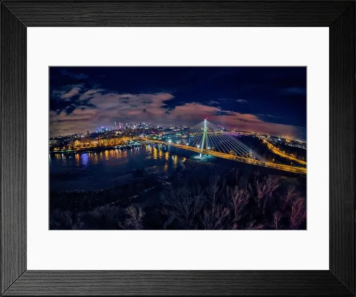 Framed Print : Beautiful panoramic aerial drone skyline view of the center of night Warsaw with skyscrapers in the background with Framed Print : Beautiful panoramic aerial drone skyline view of the center of night Warsaw with skyscrapers in the background with