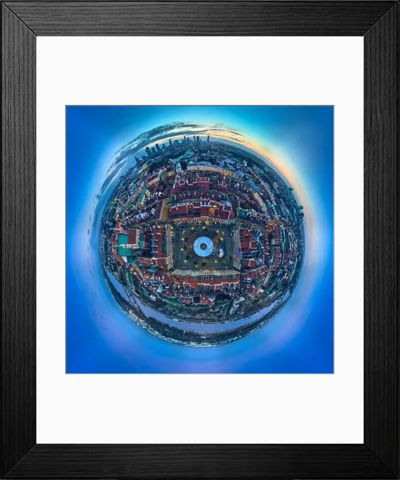 Framed Print : Great 360 degree panorama little planet topdown (top down) Framed Print : Great 360 degree panorama little planet topdown (top down)