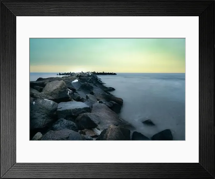 Framed Print : Aerial view of a wintry seacoast landscape Framed Print : Aerial view of a wintry seacoast landscape