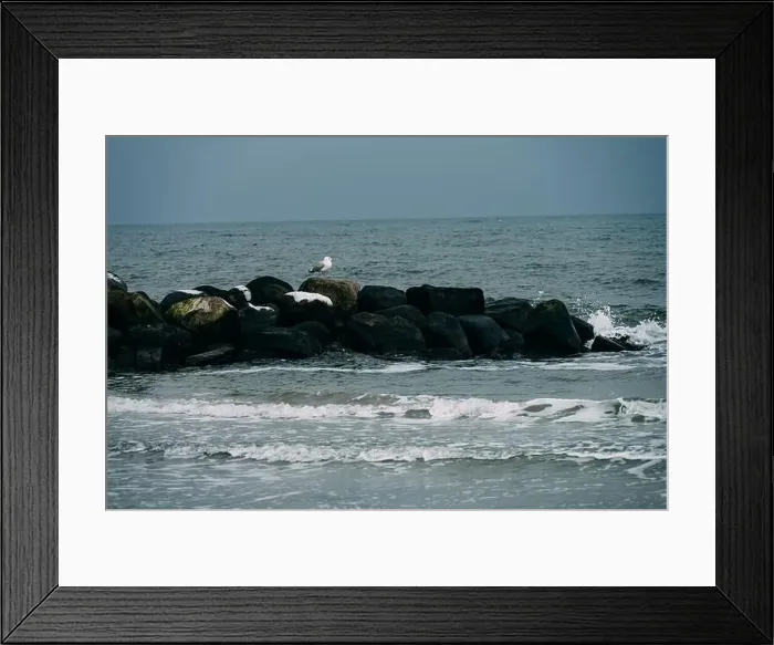 Framed Print : Aerial view of a wintry seacoast landscape Framed Print : Aerial view of a wintry seacoast landscape