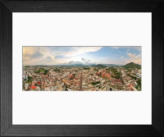 Framed Print : Phuket Thailand on March 27-2022 Aerial view drone photography High angle view of Phuket city