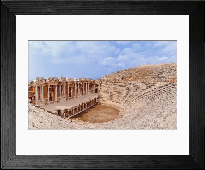 Framed Print : Panorama Amphitheater in Hierapolis ancient city in Pamukkale Turkey