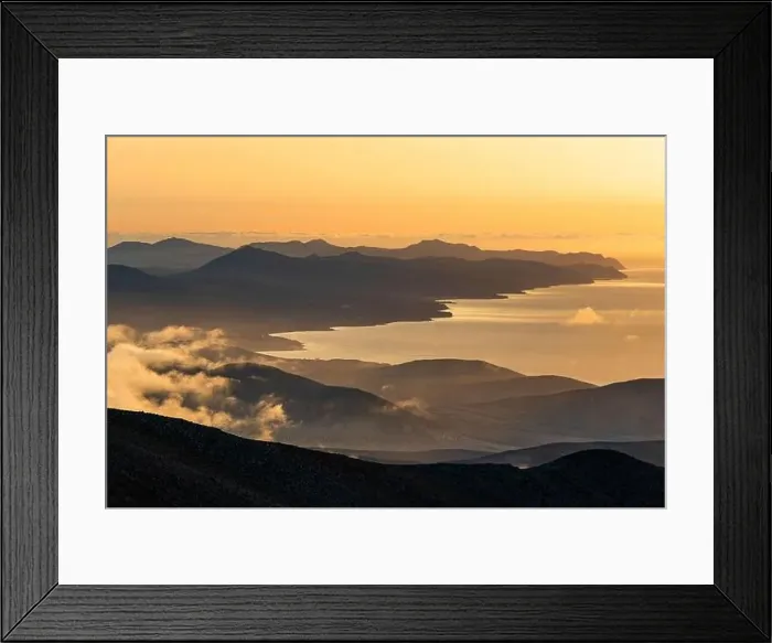 Framed Print : Pico de la Zarza mountain at dawn with Costa Calma on background