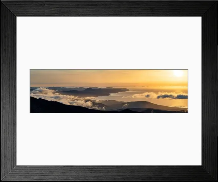 Framed Print : Aerial view of Jandia Peninsula and ocean at dawn from Pico de la Zarza mountain peak Framed Print : Aerial view of Jandia Peninsula and ocean at dawn from Pico de la Zarza mountain peak