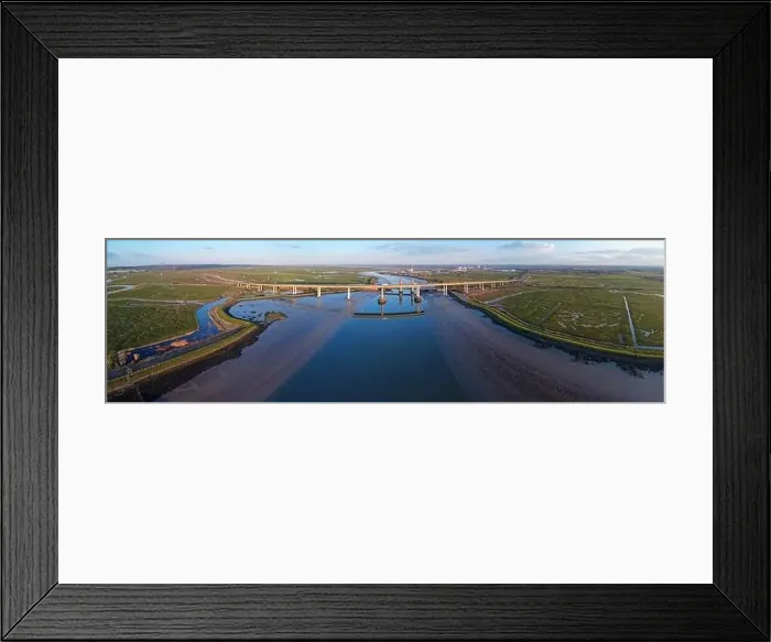 Framed Print : Aerial drone view of Kingsferry Bridge or Sheppey Crossing