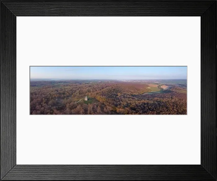 Framed Print : Aerial drone. Cobham wood and Mausoleum, Kent, England Framed Print : Aerial drone. Cobham wood and Mausoleum, Kent, England