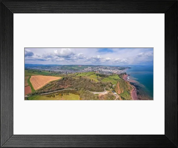 Framed Print : Panorama over Labrador Bay and Ness Cove Beach from a drone, Shaldon, Teignmouth, Devon, England, Europe Framed Print : Panorama over Labrador Bay and Ness Cove Beach from a drone, Shaldon, Teignmouth, Devon, England, Europe