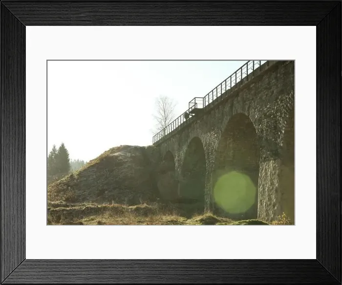 Framed Print : Railroad bridge in Ukrainian Carpathian mountains in sunny day Framed Print : Railroad bridge in Ukrainian Carpathian mountains in sunny day
