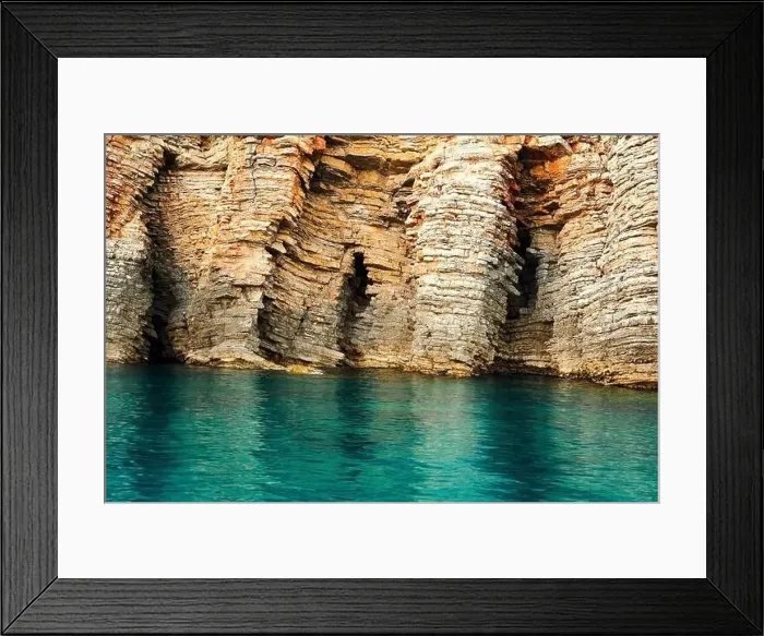 Framed Print : Sheer cliff on the shore of the azure sea bay. Nature, travel and wild backgrounds Framed Print : Sheer cliff on the shore of the azure sea bay. Nature, travel and wild backgrounds