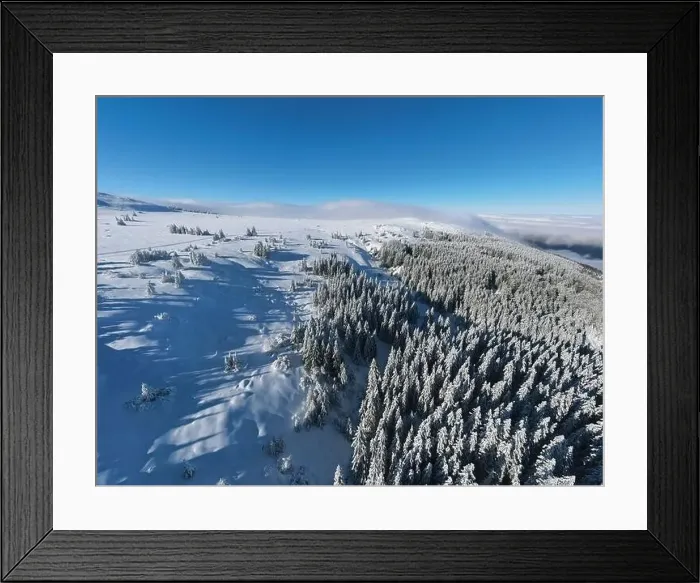 Framed Print : Aerial Winter panorama of Vitosha Mountain, Sofia City Region, Bulgaria Framed Print : Aerial Winter panorama of Vitosha Mountain, Sofia City Region, Bulgaria