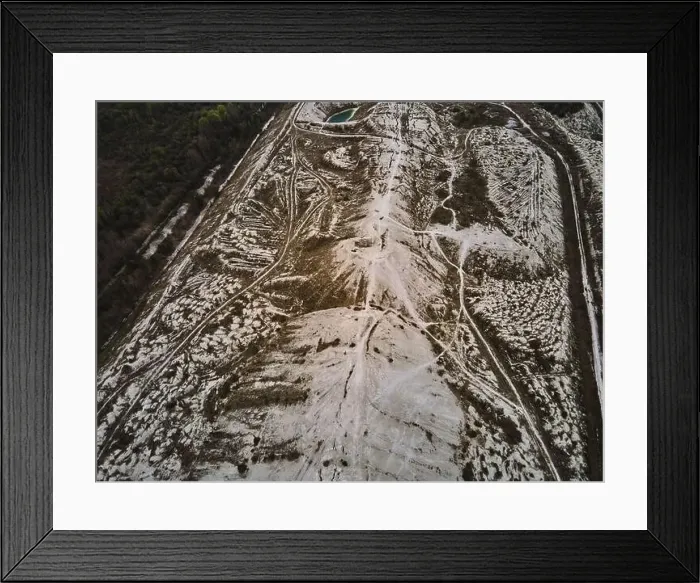 Framed Print : Aerial drone view phosphogypsum white mountains waste from factories Framed Print : Aerial drone view phosphogypsum white mountains waste from factories