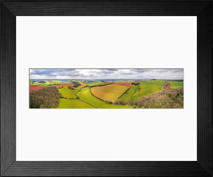 Framed Print : Fields and Farmlands over English Village, Berry Pomeroy, Devon, England, Europe Framed Print : Fields and Farmlands over English Village, Berry Pomeroy, Devon, England, Europe