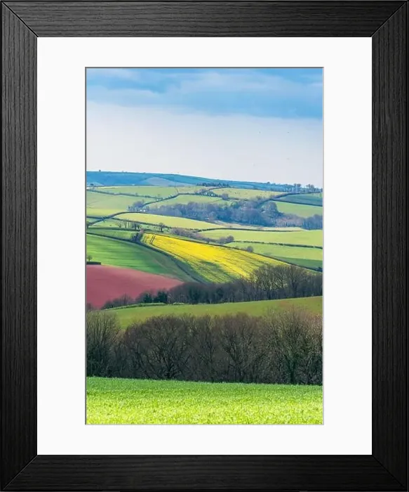 Framed Print : Fields and Farmlands over English Village, Berry Pomeroy, Devon, England, Europe Framed Print : Fields and Farmlands over English Village, Berry Pomeroy, Devon, England, Europe