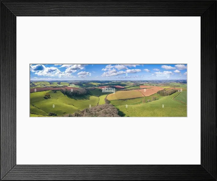 Framed Print : Fields and Farmlands over English Village, Berry Pomeroy, Devon, England, Europe Framed Print : Fields and Farmlands over English Village, Berry Pomeroy, Devon, England, Europe