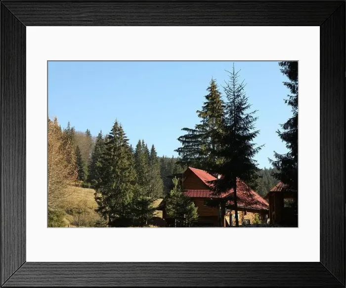 Framed Print : House in Carpathian mountains in sunny day Framed Print : House in Carpathian mountains in sunny day