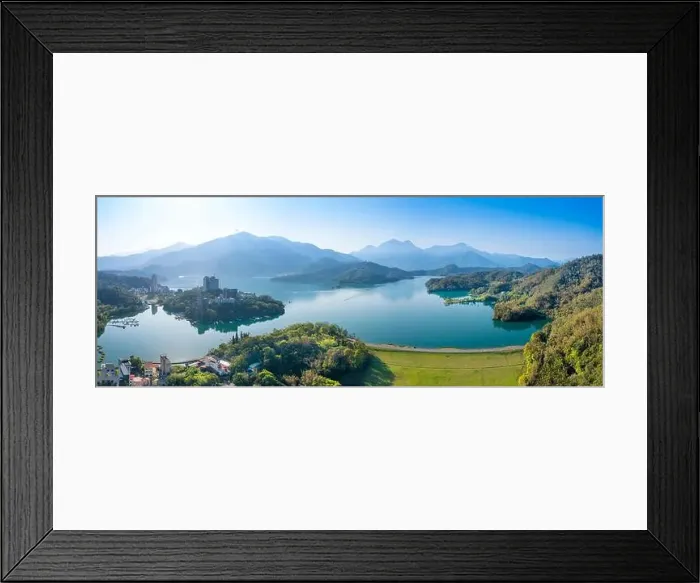 Framed Print : Aerial view Landscape of Sun Moon Lake in Nantou, Taiwan Framed Print : Aerial view Landscape of Sun Moon Lake in Nantou, Taiwan