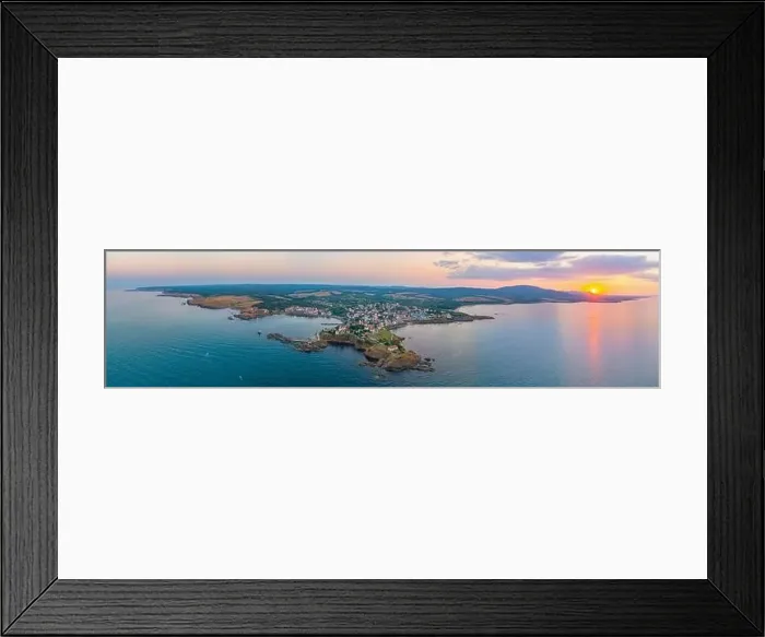 Framed Print : Sunset aerial view of Bulgarian seaside town Ahtopol Framed Print : Sunset aerial view of Bulgarian seaside town Ahtopol