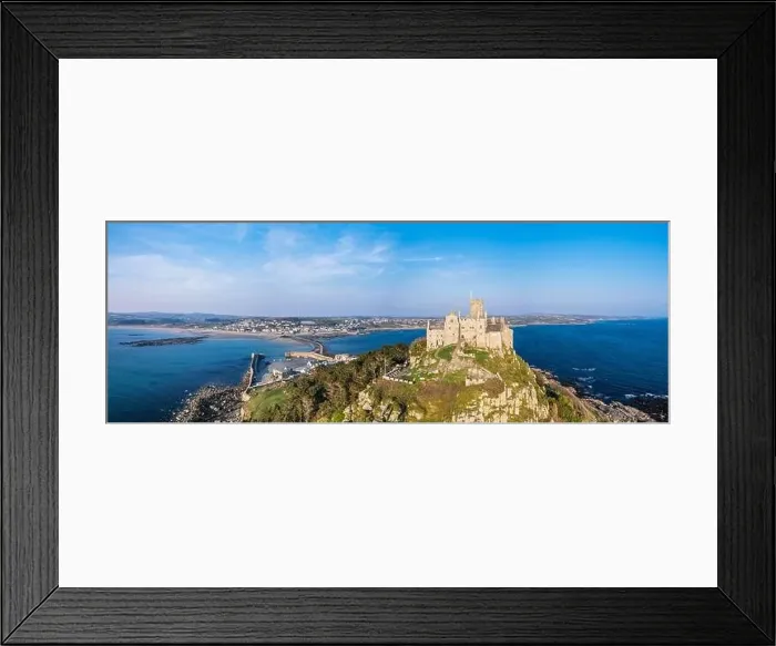 Framed Print : St Michael's Mount from a drone, Marazion, Penzance, Cornwall, England