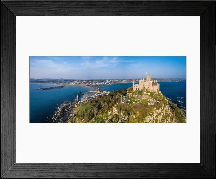 Framed Print : St Michael's Mount from a drone, Marazion, Penzance, Cornwall, England Framed Print : St Michael's Mount from a drone, Marazion, Penzance, Cornwall, England