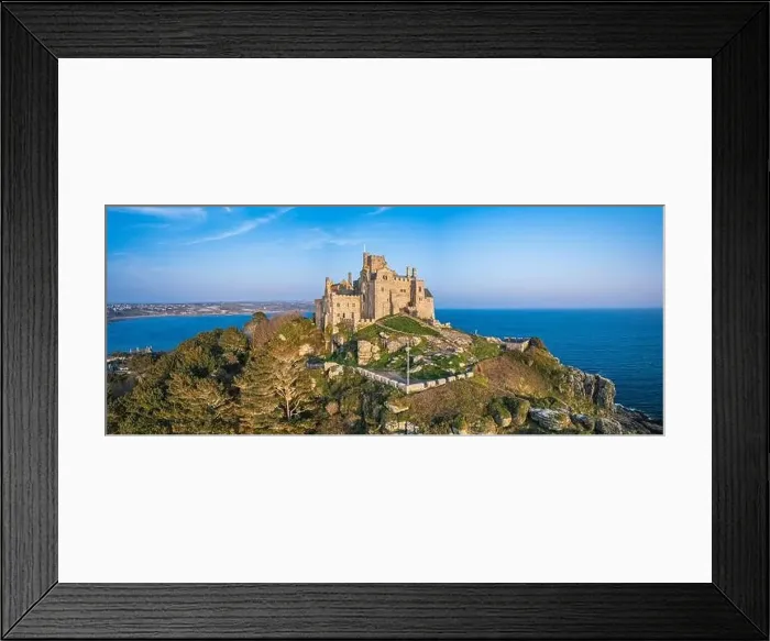 Framed Print : St Michael's Mount from a drone, Marazion, Penzance, Cornwall, England Framed Print : St Michael's Mount from a drone, Marazion, Penzance, Cornwall, England