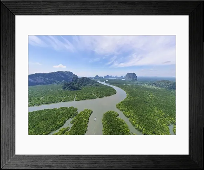Framed Print : Aerial view drone shot of beautiful nature landscape forest in the morning Drone flying over sea Framed Print : Aerial view drone shot of beautiful nature landscape forest in the morning Drone flying over sea