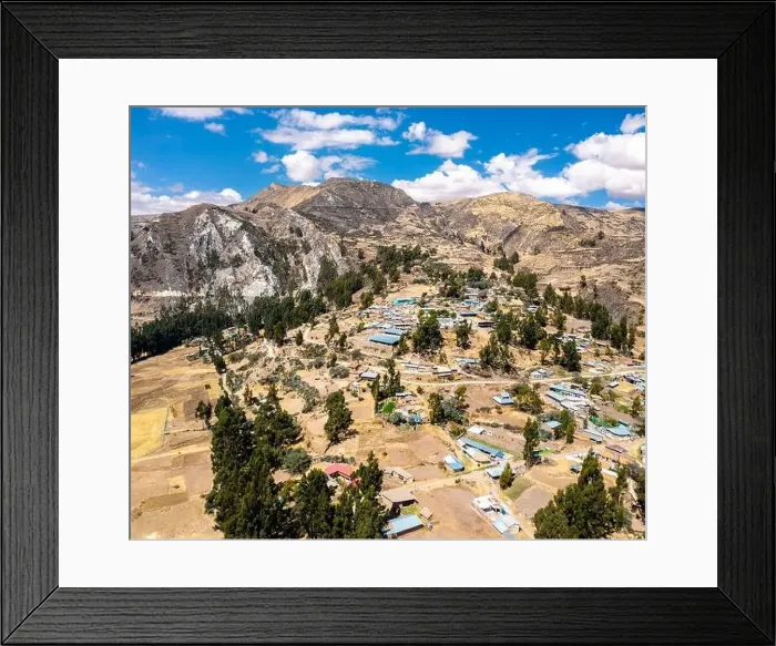 Framed Print : Aerial view of a village in the Peruvian Andes Framed Print : Aerial view of a village in the Peruvian Andes