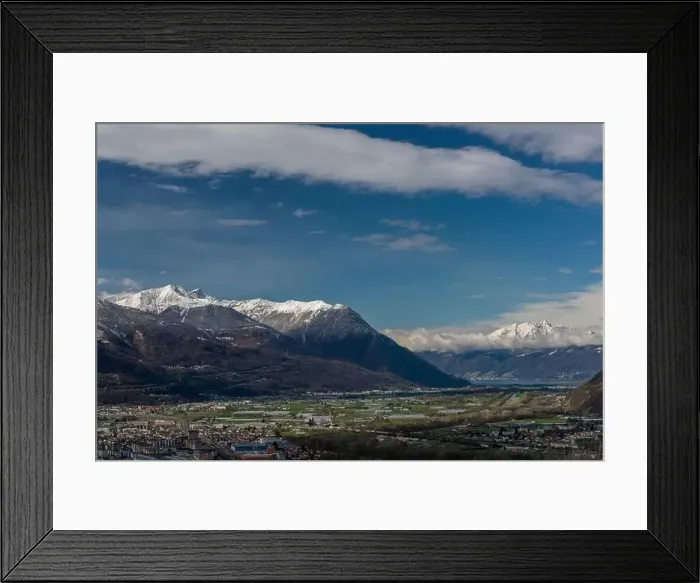 Framed Print : Giubiasco town from castle in Bellinzona town in spring fresh color morning Framed Print : Giubiasco town from castle in Bellinzona town in spring fresh color morning
