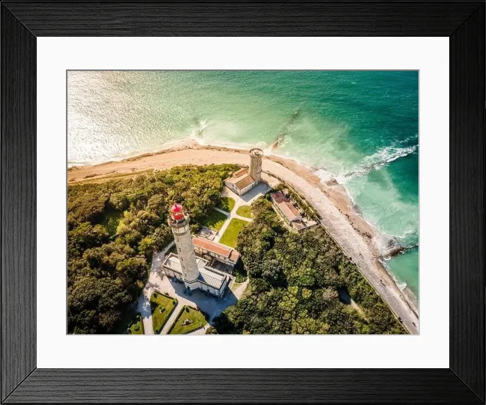 Framed Print : Aerial drone shot of the Phare des Baleines or Lighthouse of the Whales at sunset Framed Print : Aerial drone shot of the Phare des Baleines or Lighthouse of the Whales at sunset