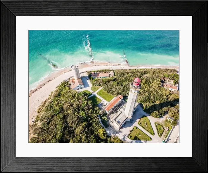 Framed Print : Aerial drone shot of the Phare des Baleines landmark or Lighthouse of the Whales Framed Print : Aerial drone shot of the Phare des Baleines landmark or Lighthouse of the Whales