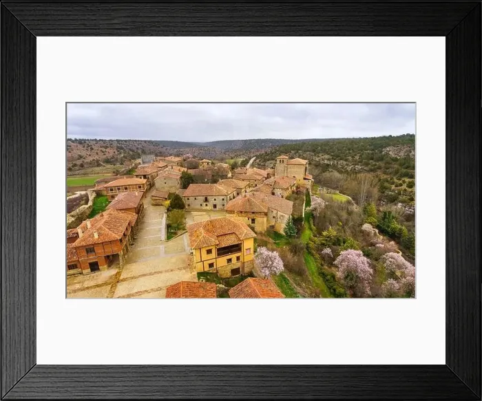Framed Print : Aerial view of the picturesque medieval village of Calatanazor, Soria, Spain Framed Print : Aerial view of the picturesque medieval village of Calatanazor, Soria, Spain