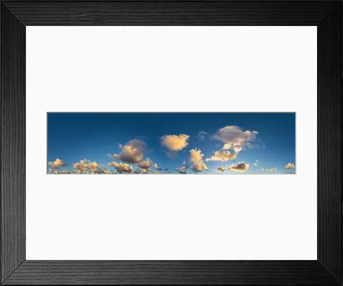 Framed Print : Dark blue sunset sky panorama with Cumulus clouds Framed Print : Dark blue sunset sky panorama with Cumulus clouds