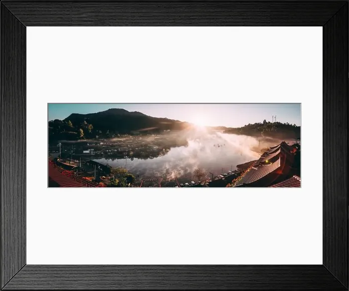 Framed Print : Sunrise with fog over Ban Rak thai, chinese village near a lake in Mae Hong Son, Thailand Framed Print : Sunrise with fog over Ban Rak thai, chinese village near a lake in Mae Hong Son, Thailand