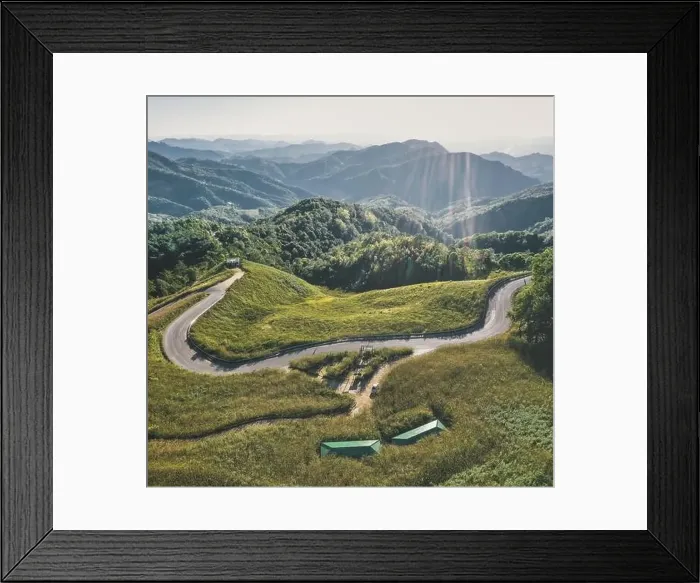 Framed Print : Aerial view of Thung Bua Tong Fields in Mae Hong Son, Thailand Framed Print : Aerial view of Thung Bua Tong Fields in Mae Hong Son, Thailand