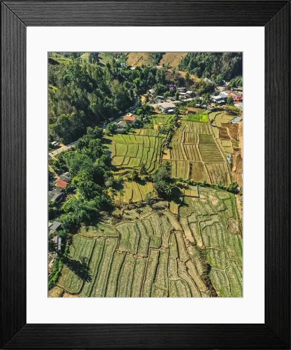 Framed Print : Aerial view of Mae La Noi rice terraces in Mae Hong Son, Thailand Framed Print : Aerial view of Mae La Noi rice terraces in Mae Hong Son, Thailand