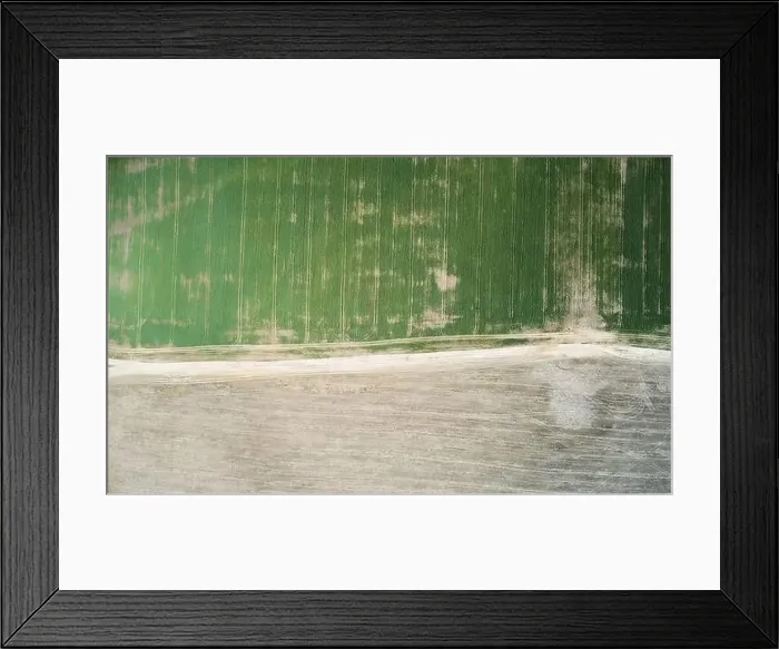 Framed Print : Brown and green agricultural field above drone top view Framed Print : Brown and green agricultural field above drone top view