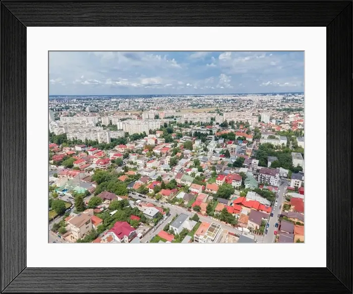 Framed Print : Aerial View Of Southern Quartier, Bucharest City In Romania Framed Print : Aerial View Of Southern Quartier, Bucharest City In Romania