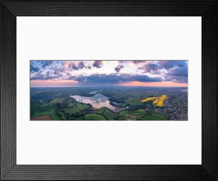 Framed Print : Sunset over Rapeseed fields and Farmlands from a drone, Paignton and Brixham, River Dart, Devon, England Framed Print : Sunset over Rapeseed fields and Farmlands from a drone, Paignton and Brixham, River Dart, Devon, England