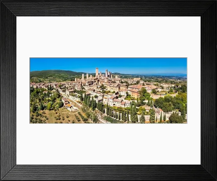 Framed Print : Aerial view of San Gimignano, UNESCO world heritage in Tuscany, Italy Framed Print : Aerial view of San Gimignano, UNESCO world heritage in Tuscany, Italy