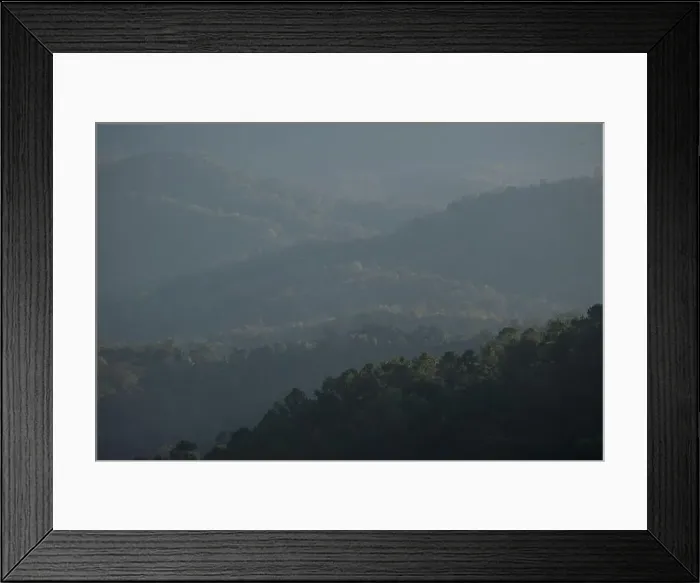Framed Print : Drone-like aerial view of a scenic mountainous woodland in a north of Thailand Framed Print : Drone-like aerial view of a scenic mountainous woodland in a north of Thailand