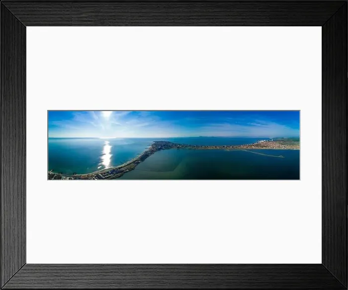 Framed Print : Panoramic bird's eye view over small ancient resort town of Pomorie with old European small houses Framed Print : Panoramic bird's eye view over small ancient resort town of Pomorie with old European small houses