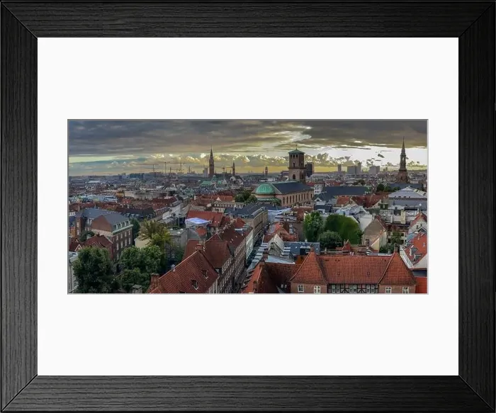 Framed Print : Beautiful aerial view of the delish city of Copenhagen the capital of Denmark Framed Print : Beautiful aerial view of the delish city of Copenhagen the capital of Denmark