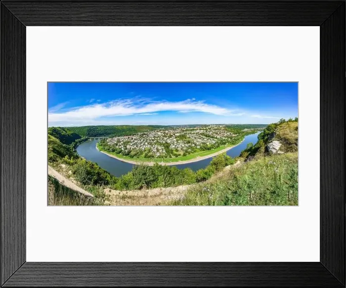 Framed Print : Large panorama. A horseshoe-shaped river bend Framed Print : Large panorama. A horseshoe-shaped river bend