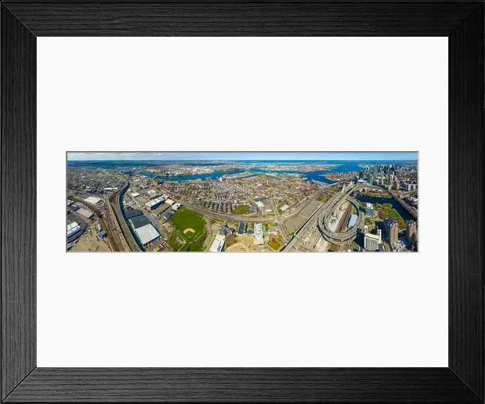 Framed Print : Boston downtown financial district skyline and Leonard Zakim Bridge aerial view Framed Print : Boston downtown financial district skyline and Leonard Zakim Bridge aerial view